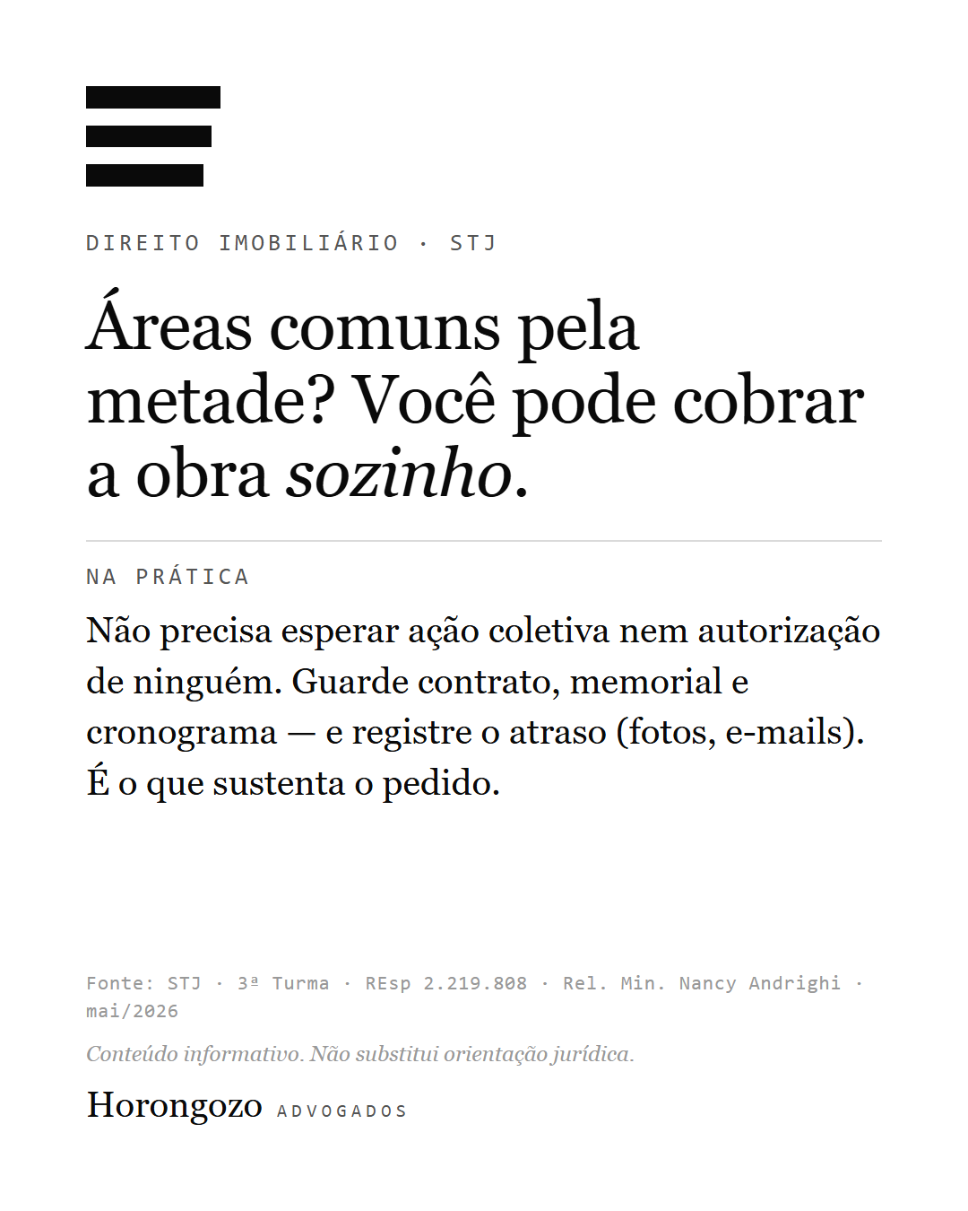 Capa do artigo: Legitimidade do comprador para exigir obras em áreas comuns